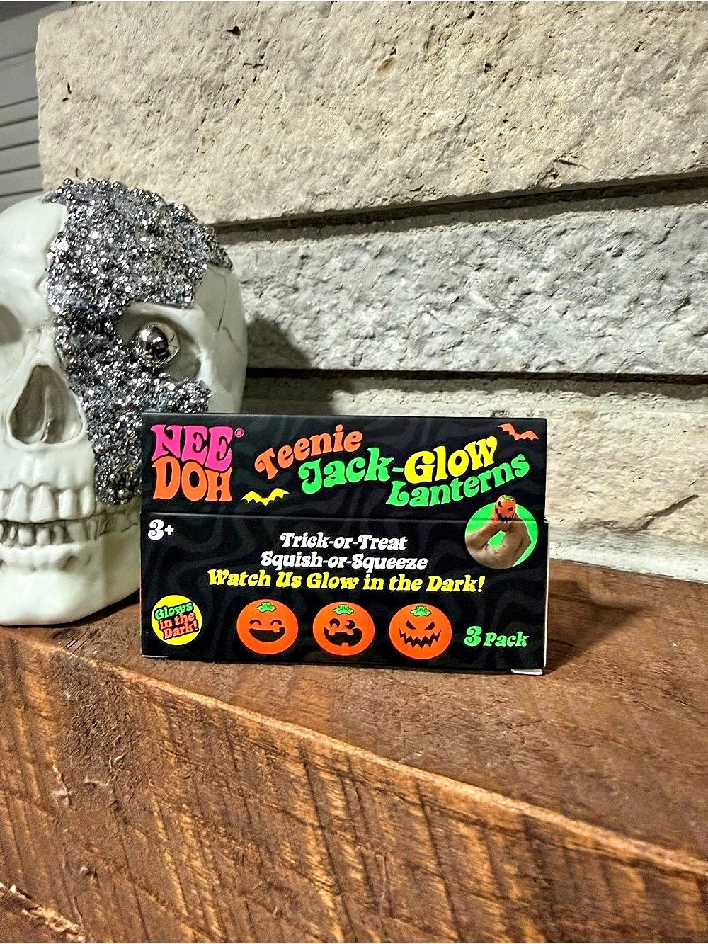 Nee Doh Jack-Glow Lanterns 3-Pack Halloween Toy NWT